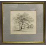 Attrib. Paul Sandby Munn (1773-1845) - Pen & ink - 'Thornden, Essex', 22cm square, in gilt frame,