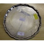 A modern silver circular tray, with raised and gadrooned 'pie crust' edge, maker Charles S Green &