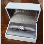 A 9ct white gold and white stone solitaire diamond ring by CARAT* of London, stone approx 3ct,