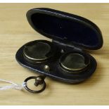 A late Victorian 'gun metal' finish sovereign case, 6cm wide