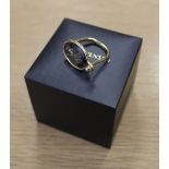 A Georg Jensen 18ct gold smokey quartz 'Savannah' ring, designed by Vivianna Torun, size I/J, with