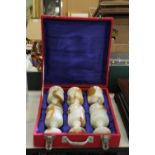 6 vintage onyx goblets in presentation case