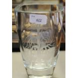 Ekenas etched glass vase