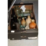 Box of assorted bottles etc