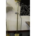 Brass effect uplighting standard lamp and reading lamp