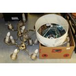 2 chrome effect light fittings & vintage style shades