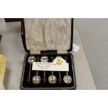 Cased set of silver coffee bean spoons