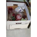 Box of glasswares, including cranberry glass