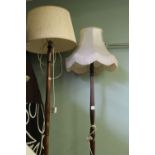 Oak standard lamp and mahogany standard lamp