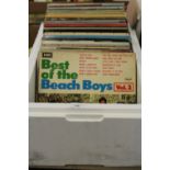 Box of LP records including Beach Boys, Rolling Stones etc