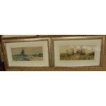F G Fraser - two watercolours, River landscape & Country track