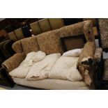 Large Victorian sofa with feather cushions