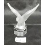 Goebel Eagle Paperweight with Frosted Glass Eagle on Clear Octagonal Base, 4.5" tall, 4.25" wide