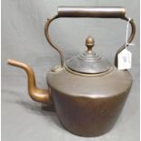 Old Copper Kettle with Dovetail Seams and Acorn Finial