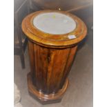 19th Century Cylindrical Pot Cupboard with Fluted Sides and Marble Top 31" tall 16" wide