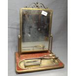 Rare Victorian Brass Mounted Dressing Table Mirror with Original Paraffin Hair Curlers