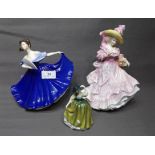 Three Doulton Figures including "Camellias" "Elaine" and a Small Figure "Buttercup"