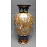 Doulton Vase 11.5" high on Blue Ground (tiny chip to base)