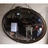 Modern Oval Bevelled Wall Mirror in Brass Frame