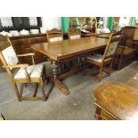 Old Charm Dining Suite comprising of 6' Dining Table on Carved Pedestal Ends extending to 102"