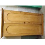 Stripped Pine Two Door Seamstress Cabinet with Drawers in Base 66" tall