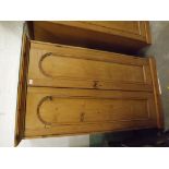 Stripped Pine Two Door Seamstress Cabinet 66" tall x 38" wide