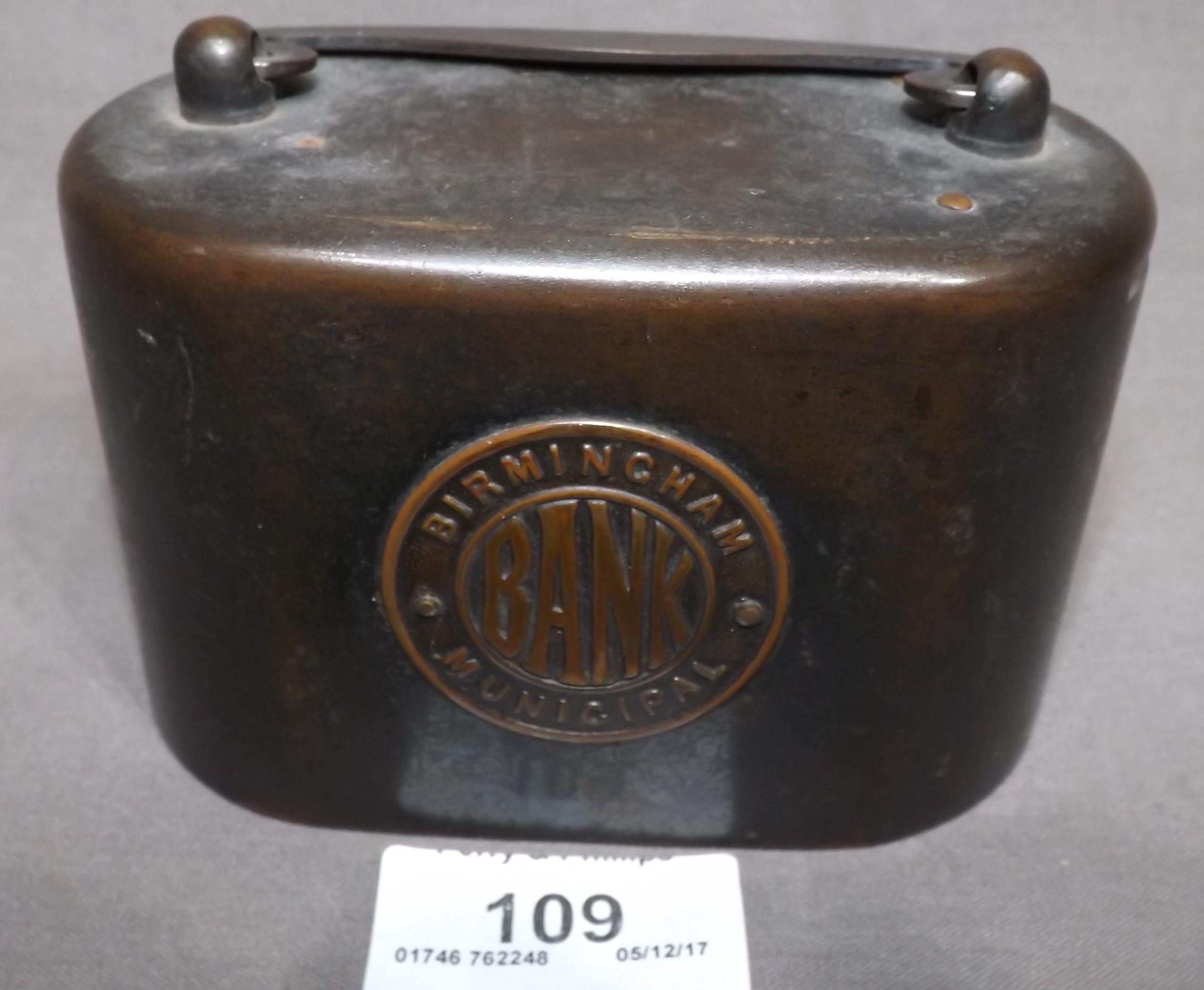 Old Brass Birmingham Municipal Bank Money Box