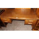 Office Desk Two Drawers in Each Pedestal on Slender Block Legs 54" wide