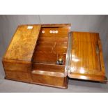 Good Walnut Desk Top Stationery Cupboard with letter Racks, Pair of Inkwells and Calendar in the