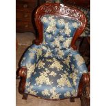 Gentleman's Mahogany Framed Armchair with Silk Style Embroidered Upholstery (matching Trafalgar