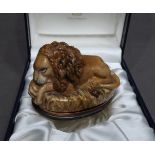 Halcyon Days Enamel Bonbonniere of a Recumbent Lion after the sculpture by Conover artist signed