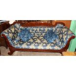 Regency Style Trafalgar Settee with Mahogany Frame and Silk Style Embroidered Upholstery 7' wide