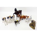 Beswick mare, foal, fox, jack russell, three best of breed models and a Border Fine Arts Jack