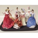 Seven Royal Doulton figures of ladies. Condition report: see terms and conditions