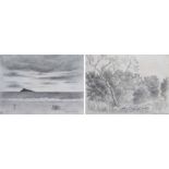 Emmanuel Levy (1900-1986), Coastal scene and rural view, both signed and dated '81, graphite, 22 x