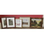 Assortment of various prints and paintings to include watercolour by Louis Meyer (5). Condition