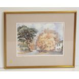 David Harrison watercolour 'Autumn Sunshine at the Pheasant Inn'. Condition report: see terms and