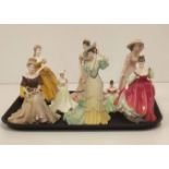 Six Coalport figures of ladies also two Royal Doulton ladies Condition report: see terms and