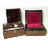 Victorian rosewood travel box and a walnut writing box Condition report: see terms and conditions