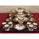 45 pieces of Royal Chelsea 'Golden Rose' tea/coffee ware. Condition report: see terms and