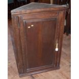 Oak flat fronted corner cupboard. Condition report: see terms and conditions