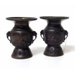 Pair of bronzes Taisho urns. Condition report: see terms and conditions