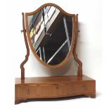 Sheraton style shield shaped toiletry mirror on drawer base Condition report: see terms and