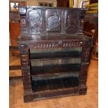 Victorian dark oak open bookcase. Condition report: see terms and conditions