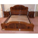 Modern Italian 6' bedstead and two lockers. Condition report: see terms and conditions