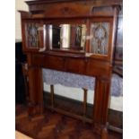 Art Nouveau Mahogany Fire Surround with glass leaded panels Condition report: see terms and