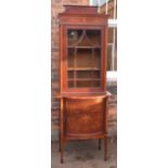 Edwardian sheraton mahogany and inlaid two door display cabinet. Condition report: see terms and