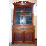 Edwardian walnut secretaire bookcase. Condition report: see terms and conditions