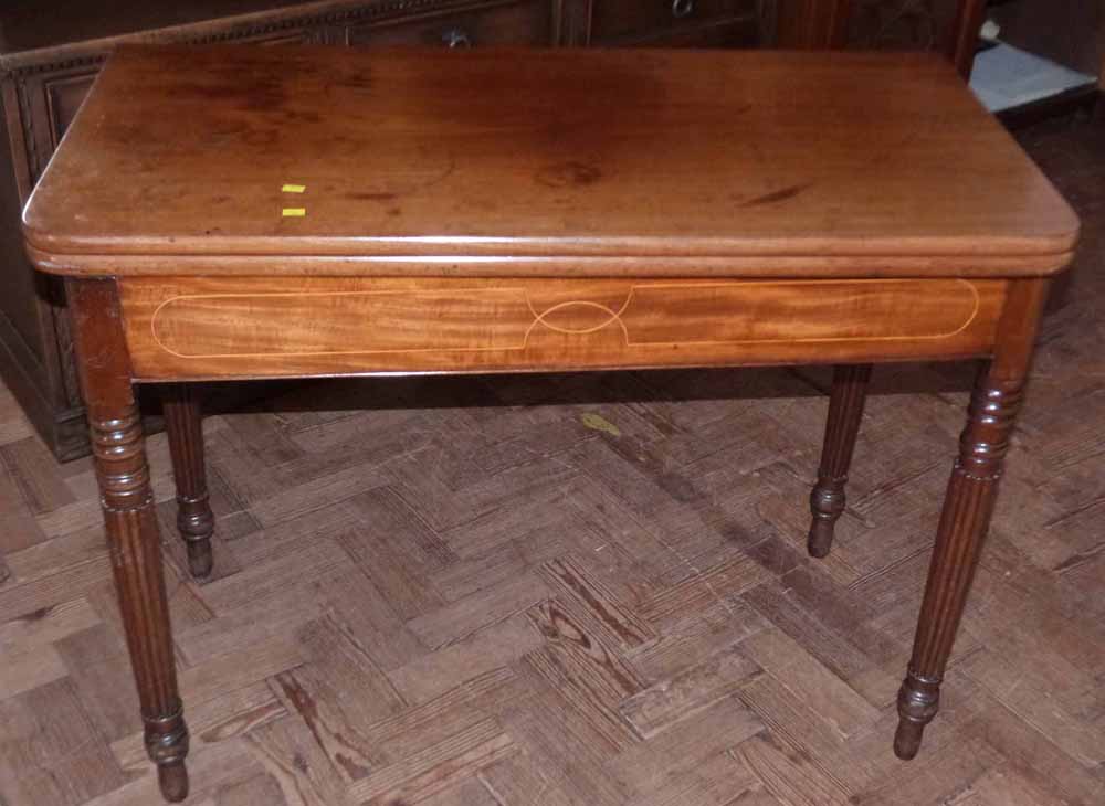 19th century mahogany fold-over table. Condition report: see terms and conditions