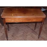 19th century mahogany fold-over table. Condition report: see terms and conditions